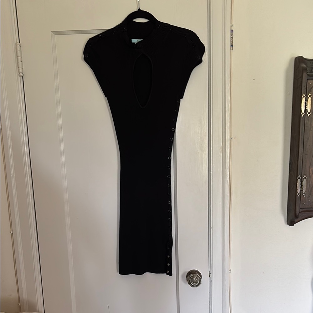Marciano Black Sheath Mini Dress Mock Neck